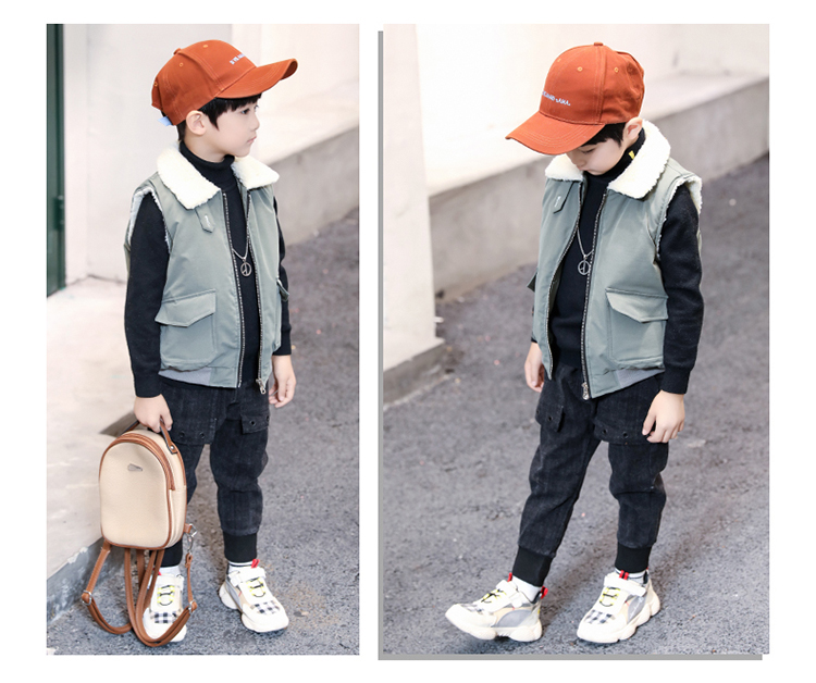 Áo vest bé trai 2018 thu đông mới bé cộng với áo trễ vai nhung bé trai vest trẻ em cotton vest phiên bản hàn quốc áo len ba lỗ cho bé