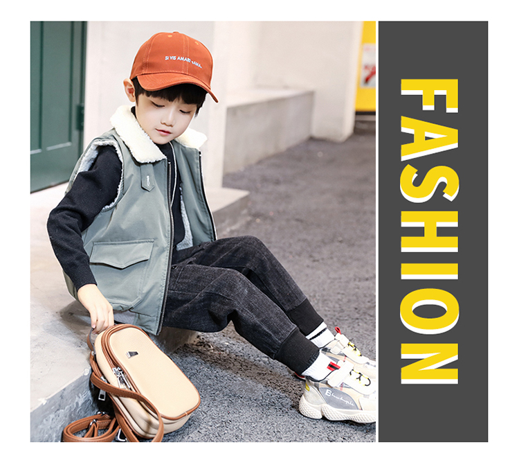 Áo vest bé trai 2018 thu đông mới bé cộng với áo trễ vai nhung bé trai vest trẻ em cotton vest phiên bản hàn quốc áo len ba lỗ cho bé