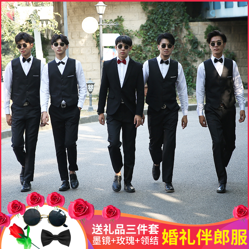 Western-style best man suit brother suit men's suit suit coat waistcoat shirt trousers three-piece groom wedding dress