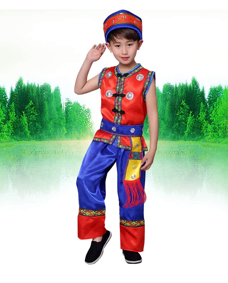Ngày thiếu nhi Trẻ em Trang phục biểu diễn thiểu số Miao Trang phục khiêu vũ Trẻ em Zhuang Dai Người biểu diễn Trang phục Cô gái Vân Nam bộ đồ nam nữ