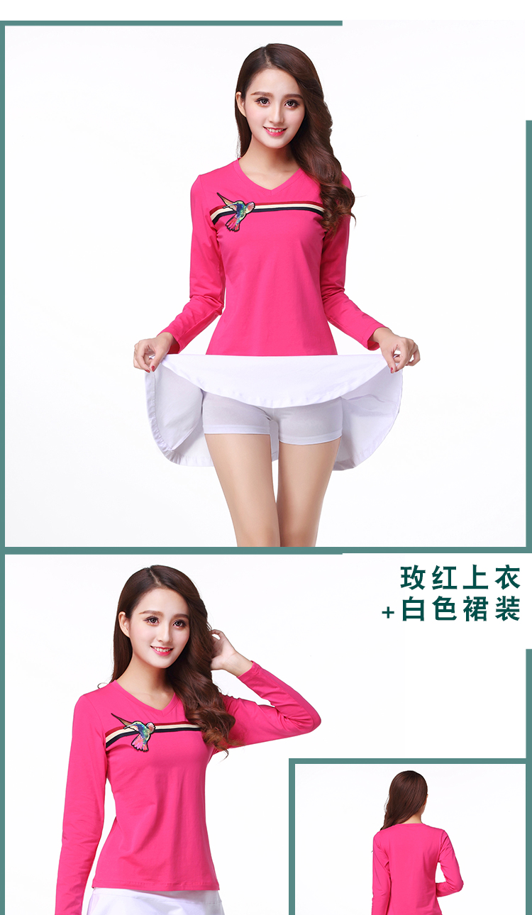 Doraphine Square Dance Top V-cổ Thủy thủ Trang phục Khiêu vũ Thương hiệu Mới Cotton Thêu Trang phục Khiêu vũ Váy Quần áo Khiêu vũ - Khiêu vũ / Thể dục nhịp điệu / Thể dục dụng cụ trang phục cổ vũ