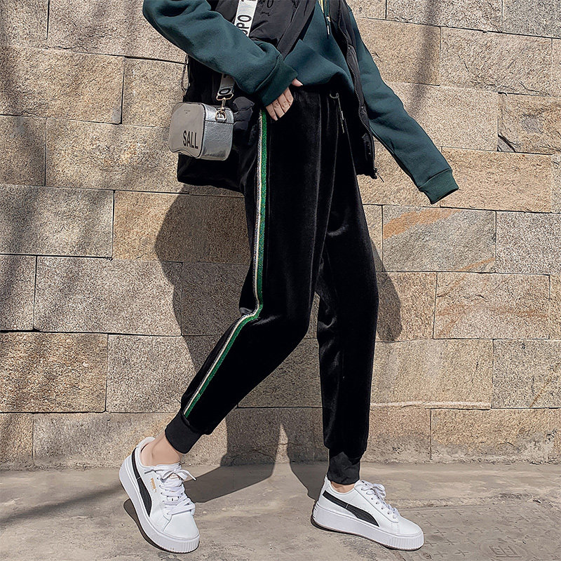 Golden velvet sweaters female sweet and loose beam feet thin double-sided thicker turnips wearing pants