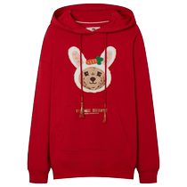 TeenieWeenie bear hooded drawstring tassel red top sweatshirt fashionable atmosphere for women in the Year of the Rabbit