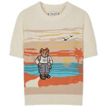 TeenieWeenie Bear Womens 2024 New Resort Style Short-Sleeved Sweater Loose Sweater Fashionable Top