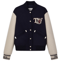 (Sheep Wool Blended) TeenieWeenie Bear 2024 New Contrast Color Retro Baseball Uniform Short Jacket