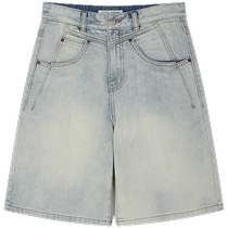 TeenieWeenie Bear Womens Clothes 2024 Summer New Style Cotton Loose Retro Jeans Shorts Five-quarter Pants