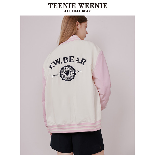 TeenieWeenie Bear Spring Clothing College Style Girly Color Block Casual Baseball Uniform Jacket Women