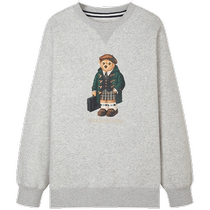 TeenieWeenie Bear Winter Round Neck Pullover Plus Velvet Thickened Warm Sweater Drop Shoulder Loose Top Short