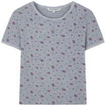 TeenieWeenie Bear Womens 2024 New Autumn Waffle Short-sleeved T-shirt Floral Full Print Bottoming Shirt
