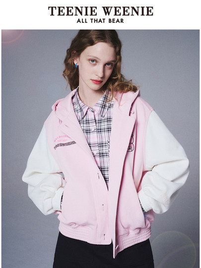 TeenieWeenie Bear/Wukongkong's cute hooded short knitted baseball jacket