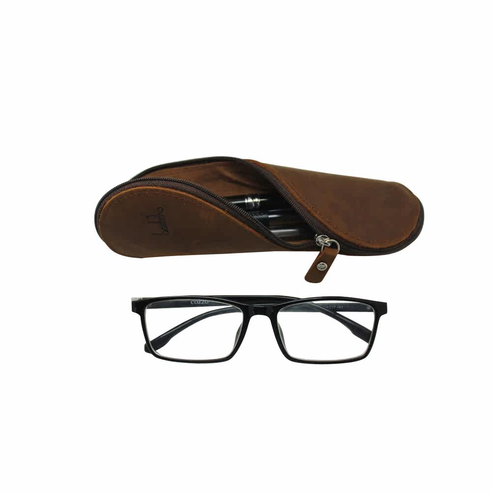 New retro handmade leather pen bag head layer cow leather glasses bag large capacity cashier bag pencil sleeve pen bag