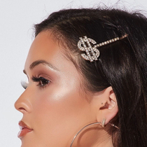 European and American fashion style US gold standard word clip full diamond bling bling bling bling nightclub trampoline edge clip hairclip