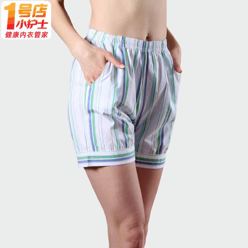 Small Nurse Pure Cotton Sleeping Pants Lady Summer Thin style Casual Stripes 40% Shorts Loose All-cotton Sports Home Pants