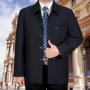 Áo khoác nam trung niên mùa xuân và mùa thu nam giản dị buông tay dài ve áo kích thước lớn áo kiểu trung niên u50