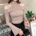 Mùa thu đông mới màu rắn cổ tròn treo cổ quây sừng áo len dài tay nữ Slim áo len học sinh mỏng áo gile hàn Áo len cổ chữ V