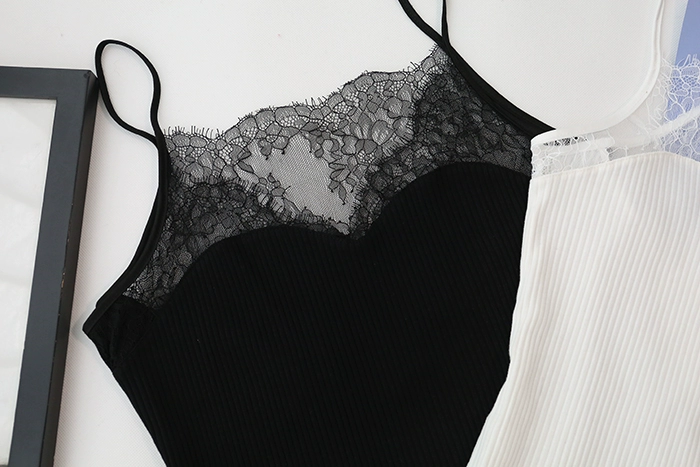Áo yếm nữ mùa hè mới gợi cảm ren khâu sợi cotton Slim mặc bên ngoài chạm đáy áo sơ mi không tay thủy triều