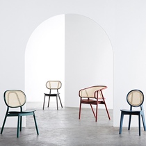 OMEAN rattan solid wood dining chair Nordic simple outdoor chair backrest rattan retro pastoral style coffee furniture