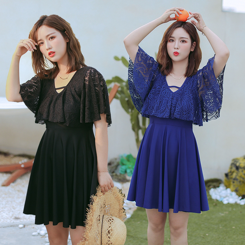 200kg large size swimsuit female body conservative skirt fat mm belly slimming plus fat 300kg hot spring winter new