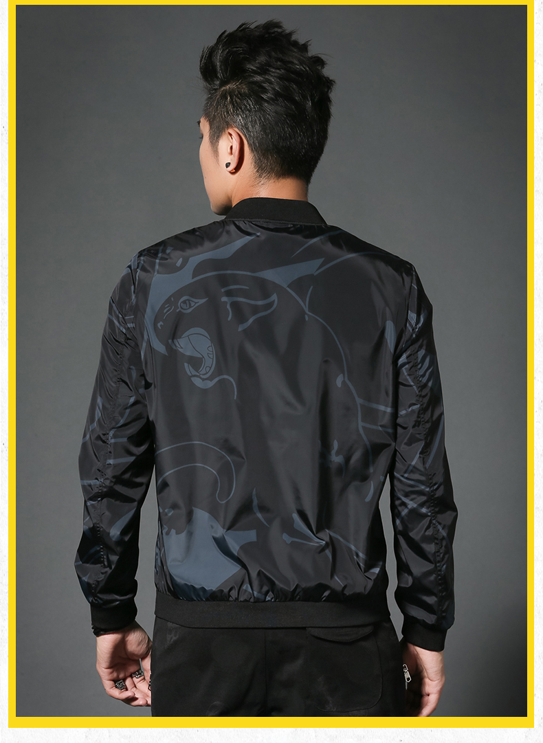 Mùa xuân và mùa thu Áo khoác nam Ngụy trang Mới Cổ áo Áo khoác ngoài ngắn Casual Casual Zipper Zipper Áo khoác nam giản dị - Mùa xuân thoi trang cong so