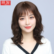 Wig woman short hair short curly hair set female real hair silk full headgear middle-aged round face mom real hair cover natural summer