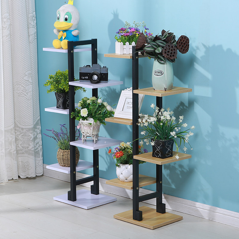 Solid wood simple balcony floor-to-ceiling flower pot shelf living room flower stand wrought iron multi-layer green dill succulent flower stand indoor special price