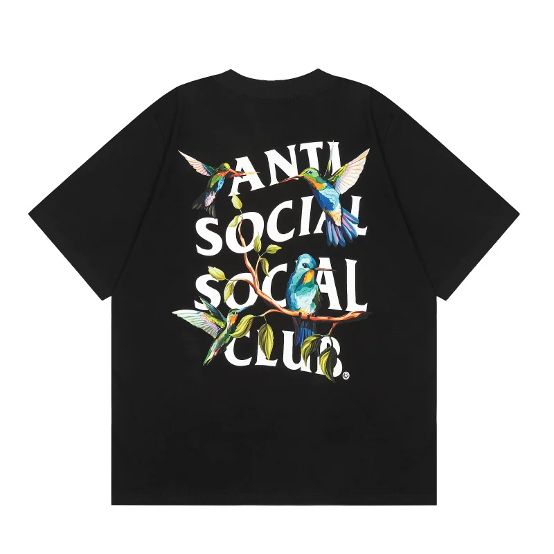 ANTI SOCIAL SOCIAL CLUB ASSC печать буквы птица на коротком рукаве футболка для мужчин и женщин, свободного кроя