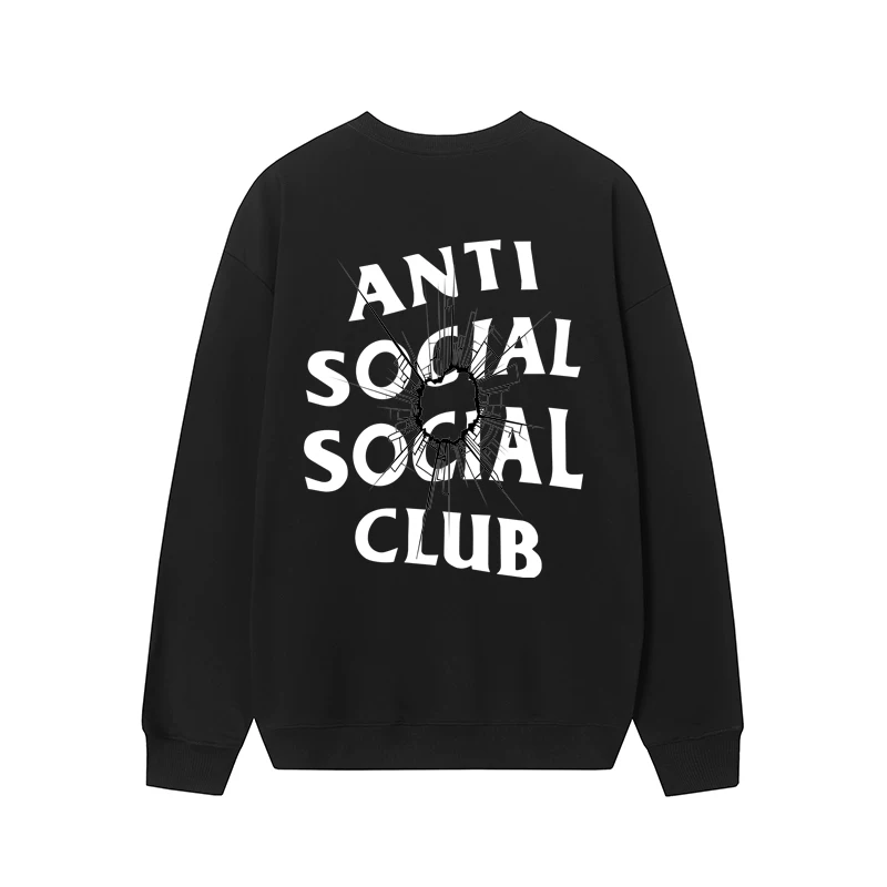 ANTI SOCIAL SOCIAL CLUB ASSC базовый отражающий принт китайского дракона осень-зима круглого выреза толстая хлопчатобумажная ткань