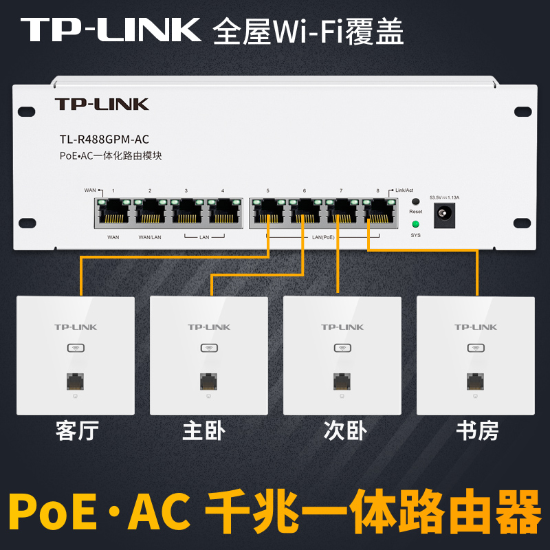 tplink Gigabit POE Power Supply AC Management Integrated WiFi Module Router AP Panel Villa Wifi Coverage Household large household 5G wireless panel set TL-R