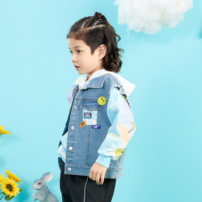 Ge Ruijia children's clothing 2022 spring new boys washed oversize denim vest denim color home tour