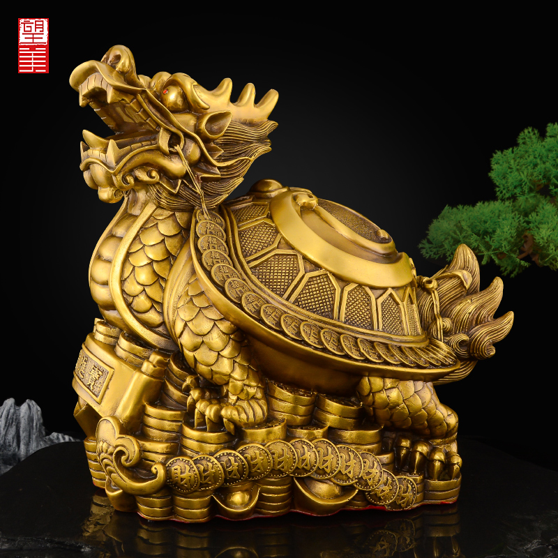 Bronze Dragon Tortoise Pendulum Pieces Pure Copper-Hegemons Brass lower brass Living room Gossip Copper Dragon Head Tortoise Big