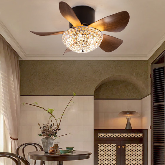 美式复古风扇灯餐厅吊扇灯静音风扇吊灯家用北欧风吸顶风扇灯一体