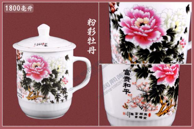 Chén gốm Cốc trà lớn 1800ml Super Big King Cool Water Cup Văn phòng Bộ tách trà - Trà sứ bộ ấm trà