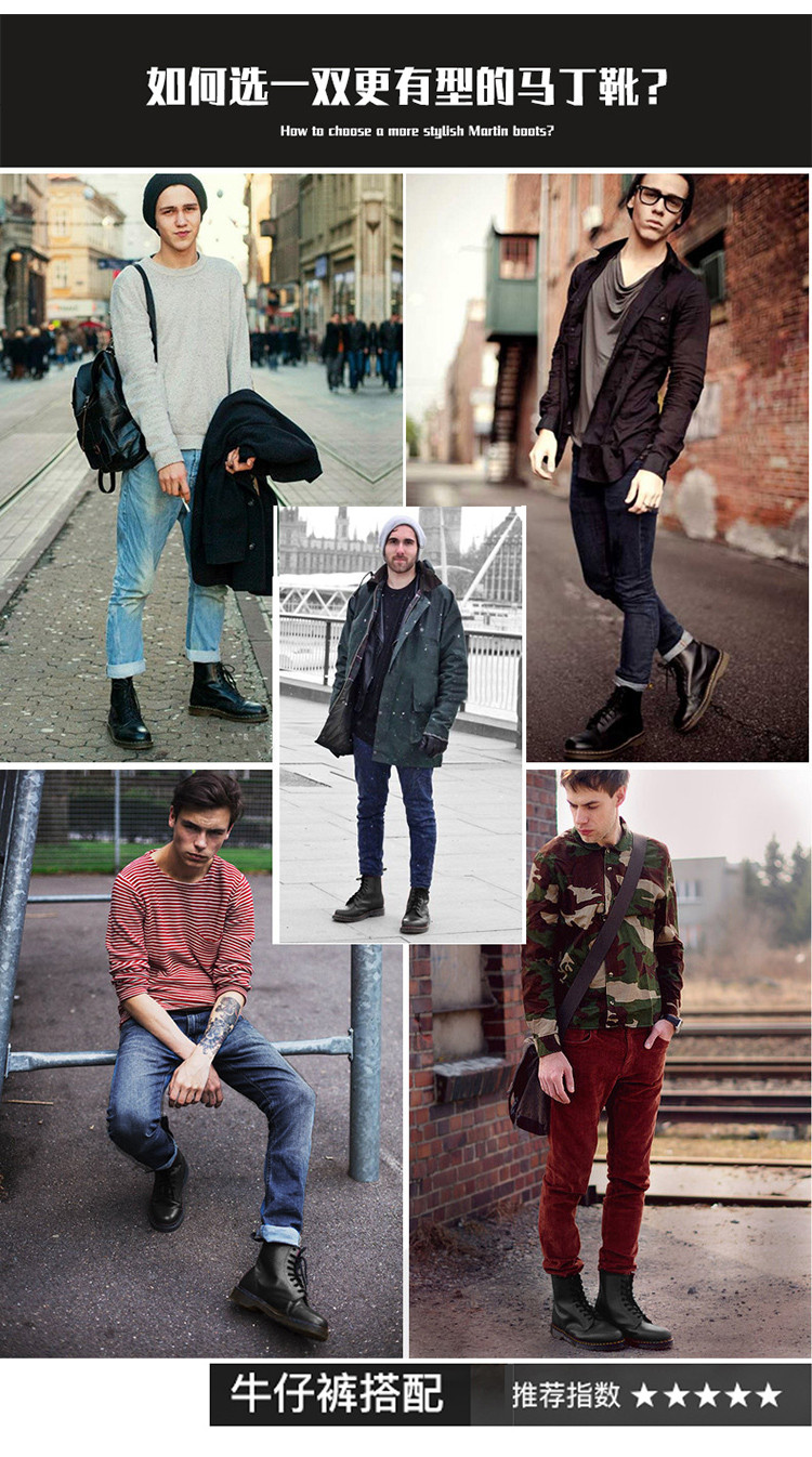 Mùa đông Martin khởi động của nam giới tuyết boots cao để giúp khởi động ngắn khởi động quân sự sa mạc England da thủy triều màu đen dụng cụ ... giầy mọi