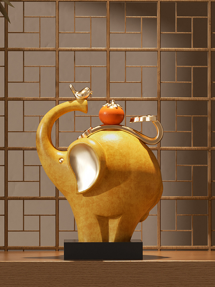 柿柿喜事如意大象装饰摆件高级感客厅玄关电视酒柜新房子乔迁礼物