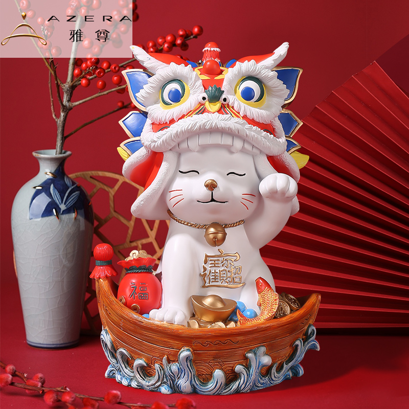 Property Cat Swing Piece Home Ornament Kirin Arm Robbery cat Xuanguan Wine Cabinet Adornment Living-room Opening Gift Gift gift