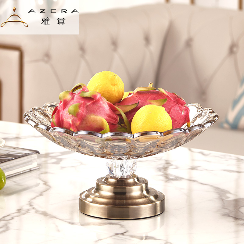 Eurostyle Fruit Tray Living Room Modern Luxury High-end Home Desktop Crystal Glass Fruit Tray Tea Table Pendulum with three sets