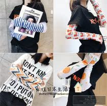 Japanese imported Yafeng ins Crescent sleeves driving sports female sunscreen mesh gp arm guard long gloves summer
