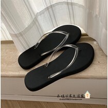 Japanese spot herringbone drag female summer GP outside wearing anti-slip bathroom bath clip feet flat bottom sandals transparent beach shoes