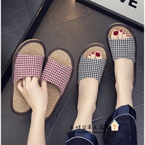 Japanese cloth suction perspiration Breathable Home Linen Cool drag Men and women Lovers Indoor Seasons Universal soft-bottom gp slippers Summer