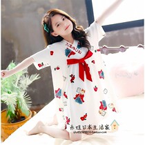 Japanese GP Girls Sleeping Skirts Summer Thin children short sleeves and pyjamas CUHK childrens pure cotton princess wind home
