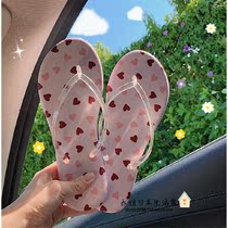 Japan imported girl heart niche Flip-flops female summer wear non-slip foot flat bottom resort beach gp slippers