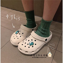 Japanese cartoon cute gp hole shoes Summer Girl non-slip casual outside wearing Baotou couple cool slippers men