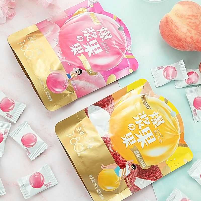 Fruit popping juice popping juice sandwich fudge QQ candy gummy sugar white peach candy snack snack snack snack food