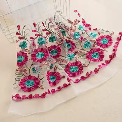 Lace mesh fabric multi-color embroidered fabric two sides symmetrical flower clothing skirt handmade diy accessories