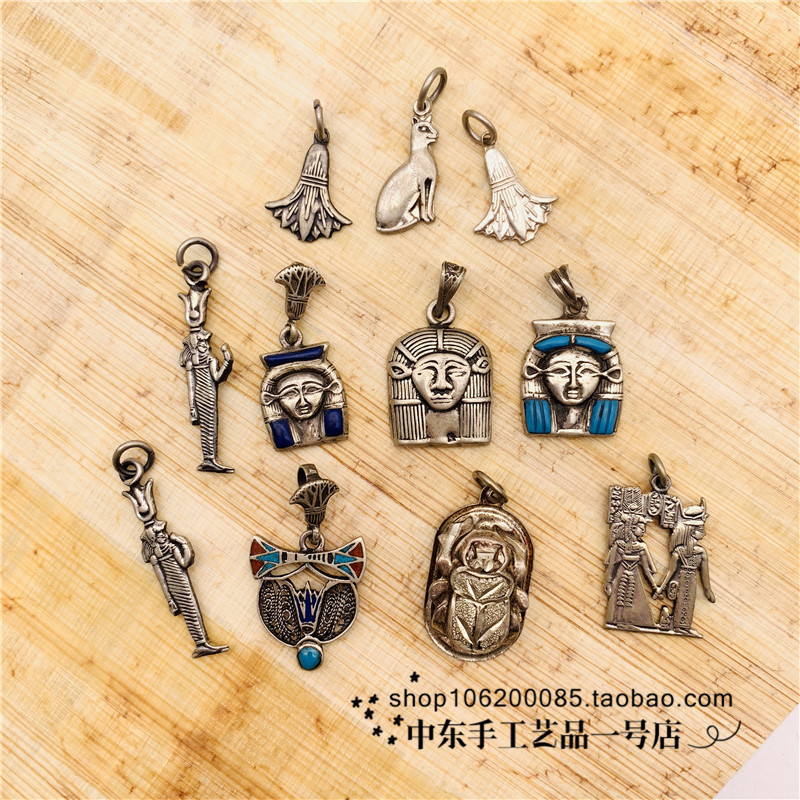 Broken off the Egyptian special silver jewelry silver pendant life key turquoise Isis goddess head