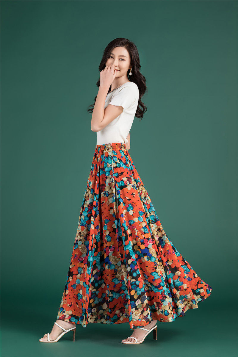 Female Summer Elegant Plus Size 4XL 5XL 6XL Fashion Polka Dot Black Chiffon Long Maxi Ladies Skirts for Womens