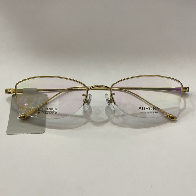 Aurora Fashion Titanium Eyeglass Frame Mt-7856 C01 Color Code Gold Aurora Fashion Titanium Eyeglass Frame Mt-7856 C01 Color Code Gold