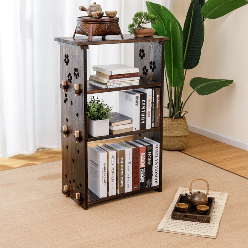 Solid Wood Floating Window Bookshelf Day Style Creative Desktop Student Brief small bookcase Shelf Multilayer Bookcase