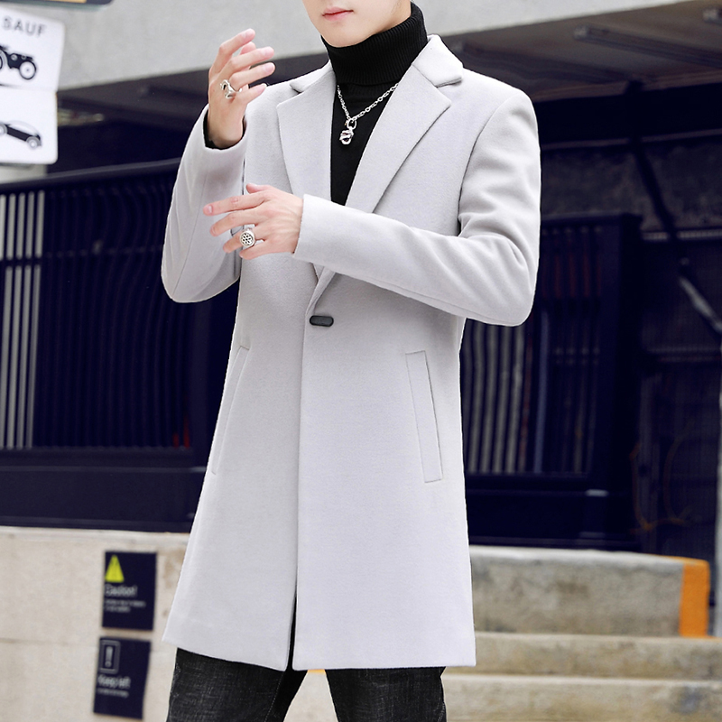 Windbreaker men British style spring and autumn season in the long version of 2020 new Korean version of the trend wool coat casual Ni Zi coat