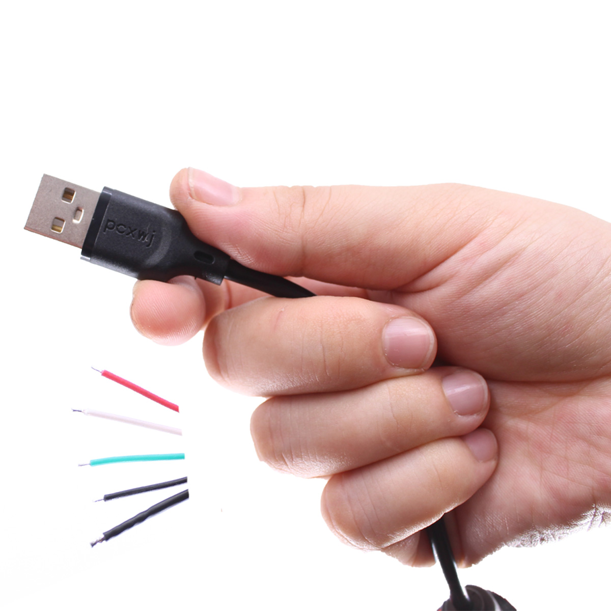 Processing custom high quality DIY wire rod A public short body USB five-core male head data line shielded tail Upper tin magnetic ring-Taobao